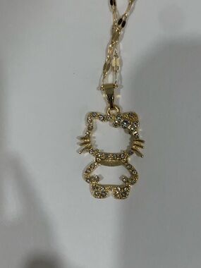 Hello Kitty Gold-tone Crystal Outline Pendant Necklace